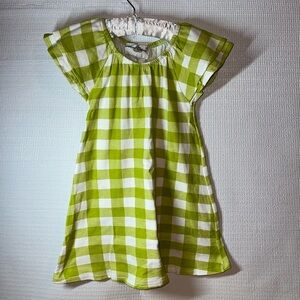 RARE EDITIONS Lime Green White Gingham Check Pullover Dress Girls Size 6
